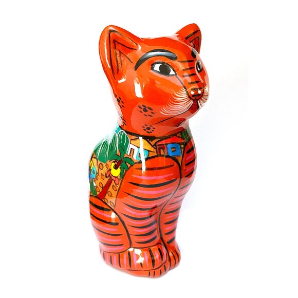 Mexican Hand Painted Folk Art Cat - Picture 3 of 8